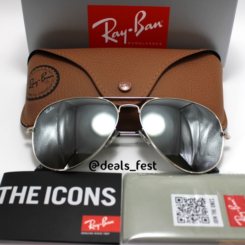 Model Display RayBan Aviator Silver RB3025 Mirror - Picture 5 of 17